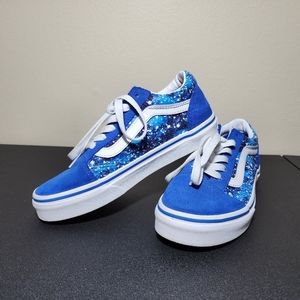 Vans Old Skool Blue Suede Canvas Skate Shoes Sneakers Kids Size 2